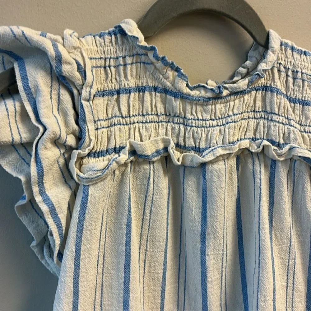 Sea New York girls dress 8 blue and white stripes sleeveless cotton